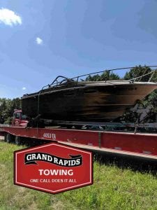 Boat sitting on trailer during 24 hour towing