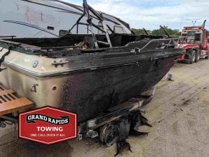 Burned Out Boat and Trailer before 24 hour towing